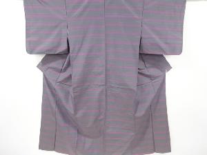 横段模様織り出し米沢紬着物